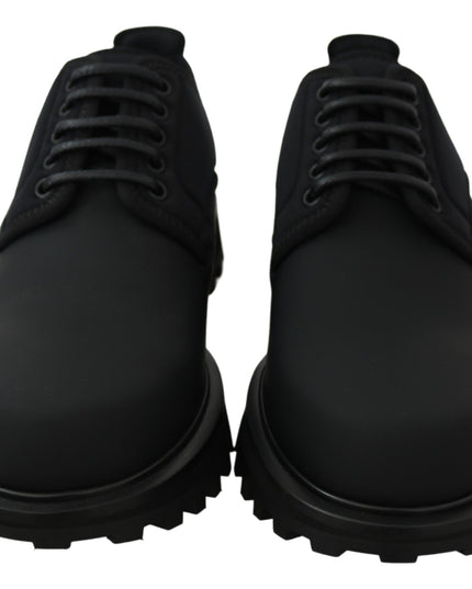 Dolce & Gabbana Black Rubberized Calfskin Chunky Derby Vulcano Shoes