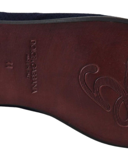 Dolce & Gabbana Blue Suede Caiman Loafers Slippers Shoes