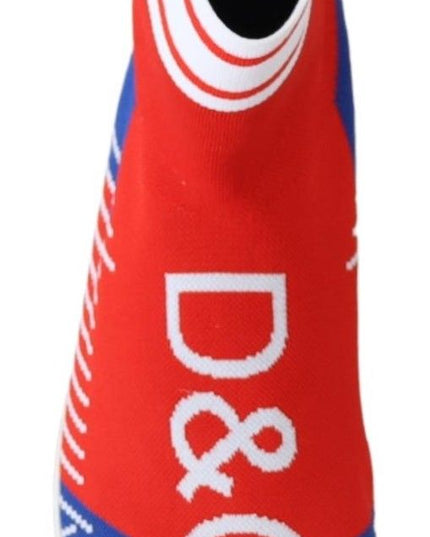 Dolce & Gabbana Blue Red Sorrento Logo Sneakers Socks Shoes