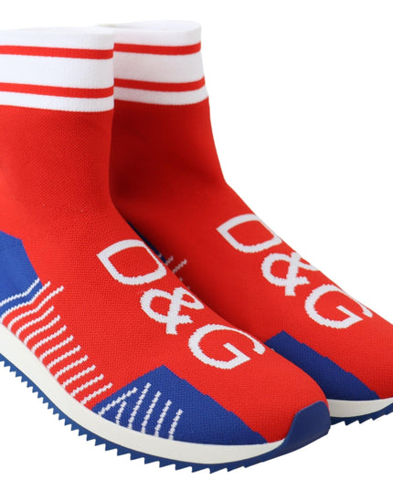 Dolce & Gabbana Blue Red Sorrento Logo Sneakers Socks Shoes