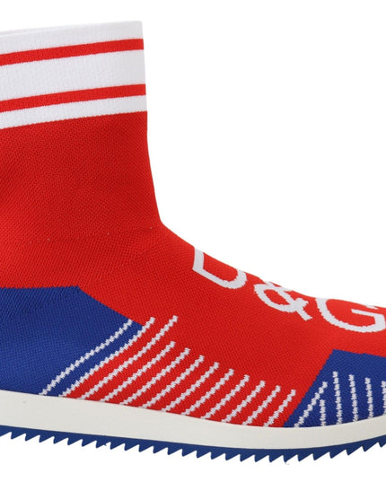 Dolce & Gabbana Blue Red Sorrento Logo Sneakers Socks Shoes