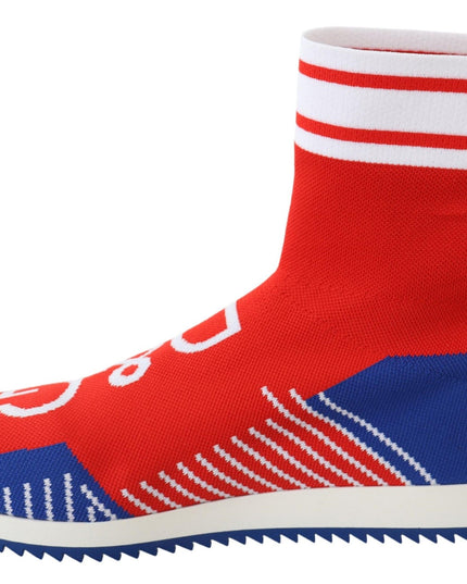Dolce & Gabbana Blue Red Sorrento Logo Sneakers Socks Shoes