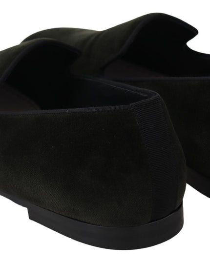 Dolce & Gabbana Green Velvet Slip On Mens Loafers Shoes