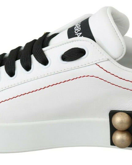 Dolce & Gabbana White Leather Crystal Roses Floral Sneakers Shoes