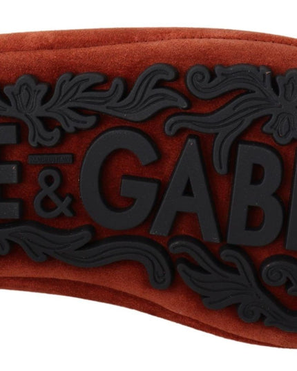 Dolce & Gabbana Orange Leather Crystal Crown  Loafers Shoes