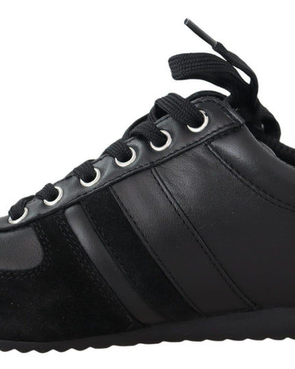 Dolce & Gabbana Black Logo Leather Casual Sneakers Shoes