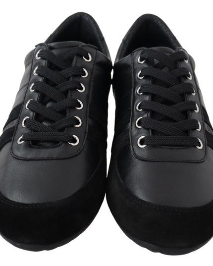 Dolce & Gabbana Black Logo Leather Casual Sneakers Shoes