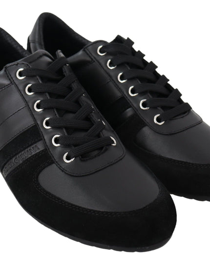 Dolce & Gabbana Black Logo Leather Casual Sneakers Shoes