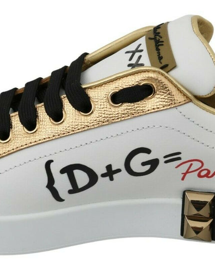 Dolce & Gabbana White Roses Sequined Crystal Womens Sneakers Shoes