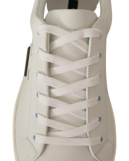Dolce & Gabbana White Suede Leather Mens Low Tops Sneakers