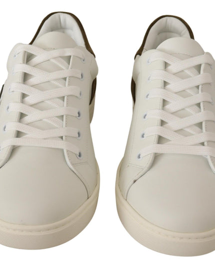 Dolce & Gabbana White Suede Leather Mens Low Tops Sneakers