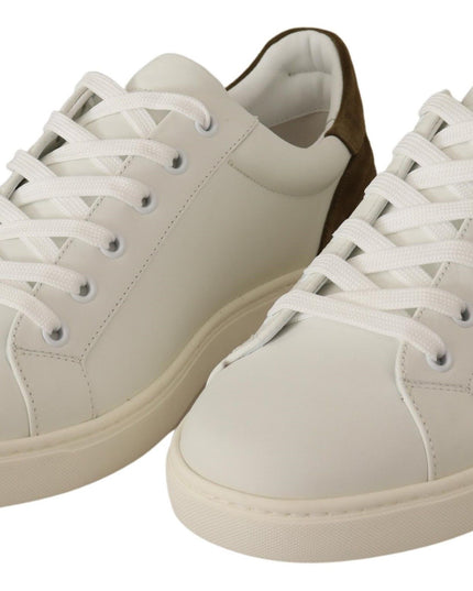 Dolce & Gabbana White Suede Leather Mens Low Tops Sneakers