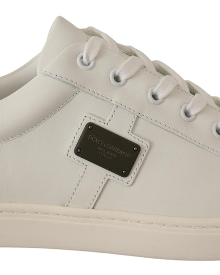 Dolce & Gabbana White Suede Leather Mens Low Tops Sneakers