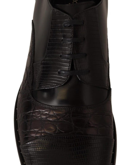 Dolce & Gabbana Black Leather Exotic Skins Formal Shoes