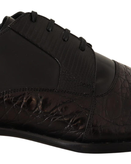 Dolce & Gabbana Black Leather Exotic Skins Formal Shoes
