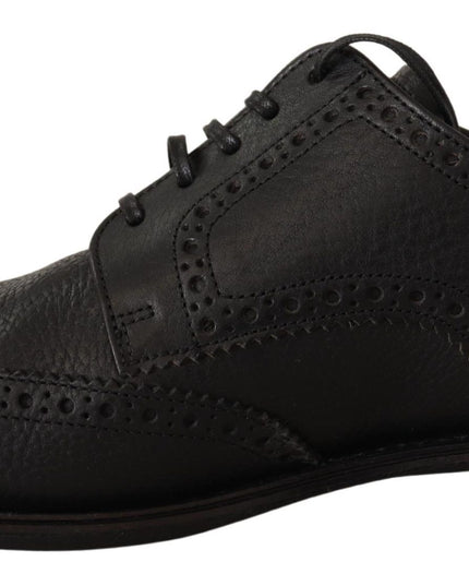 Dolce & Gabbana Black Leather Oxford Wingtip Formal Dress Shoes