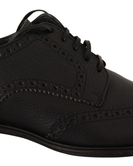 Dolce & Gabbana Black Leather Oxford Wingtip Formal Dress Shoes