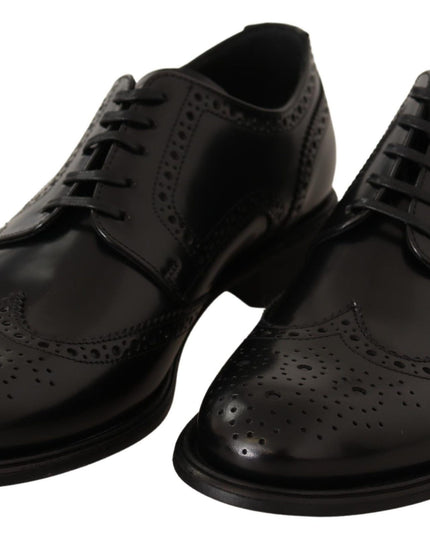 Dolce & Gabbana Black Leather Oxford Wingtip Formal Shoes