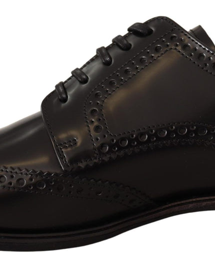 Dolce & Gabbana Black Leather Oxford Wingtip Formal Shoes
