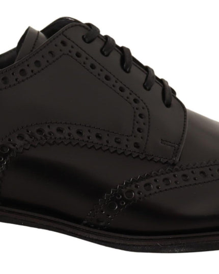 Dolce & Gabbana Black Leather Oxford Wingtip Formal Shoes