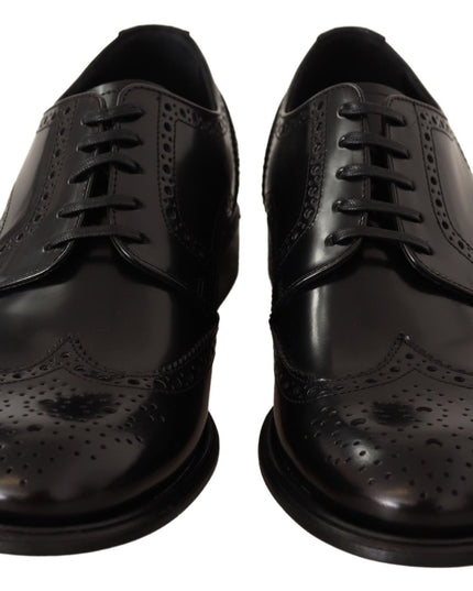 Dolce & Gabbana Black Leather Oxford Wingtip Formal Shoes
