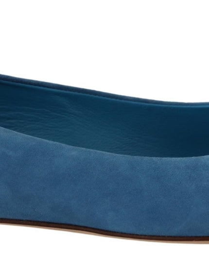 Dolce & Gabbana Blue Suede Crystals Loafers Flats Shoes