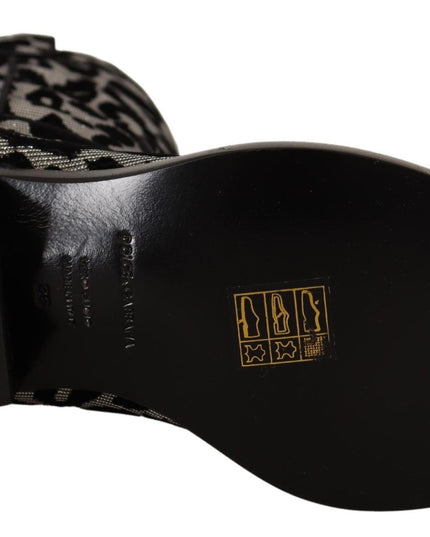 Dolce & Gabbana Gray Black Leopard Cowboy Boots Shoes