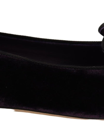 Dolce & Gabbana Purple Velvet DG Heart Loafers Flats Shoes