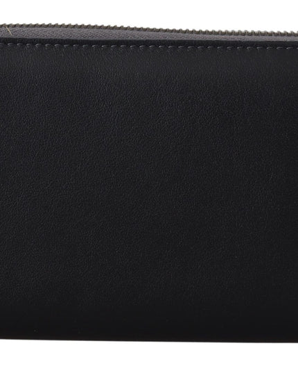 Dolce & Gabbana Black Zip Around Continental Clutch Leather Wallet