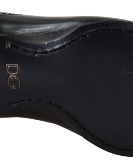 Dolce & Gabbana Black Leather Men Derby Formal Loafers Shoes