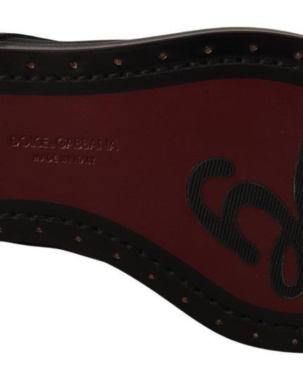 Dolce & Gabbana Black Leather Broques Sheer Wingtip Shoes