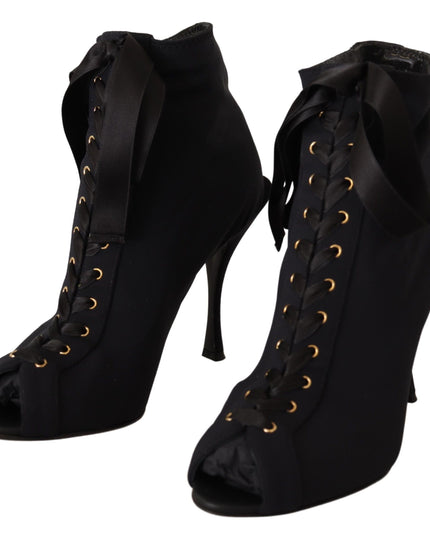 Dolce & Gabbana Black Stretch Short Ankle Boots Shoes