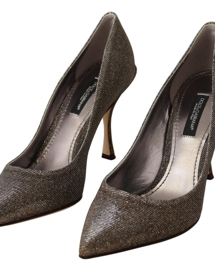 Dolce & Gabbana Gold Silver Fabric Heels Pumps Shoes