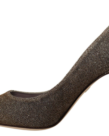 Dolce & Gabbana Gold Silver Fabric Heels Pumps Shoes