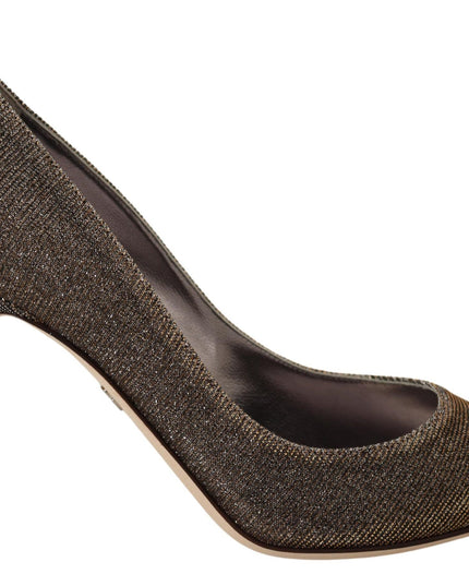 Dolce & Gabbana Gold Silver Fabric Heels Pumps Shoes