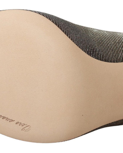 Dolce & Gabbana Gold Silver Fabric Heels Pumps Shoes