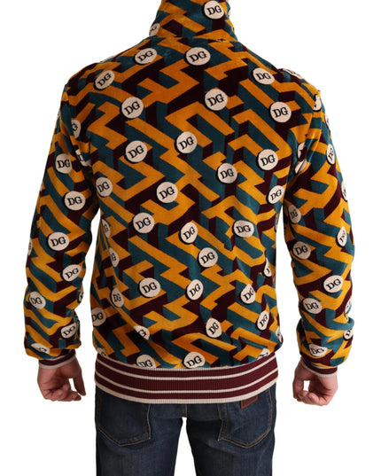 Dolce & Gabbana Multicolor Velvet DG Logo Mens Sweater Jacket