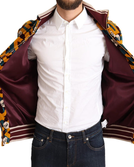 Dolce & Gabbana Multicolor Velvet DG Logo Mens Sweater Jacket