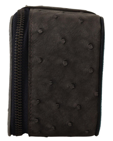 Dolce & Gabbana Gray Skin Leather Vanity Case Toiletry Shaving Bag