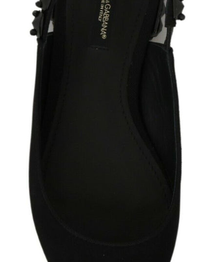 Dolce & Gabbana Black Flats Slingback Charmeuse Shoes