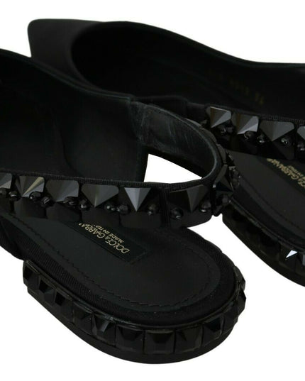 Dolce & Gabbana Black Flats Slingback Charmeuse Shoes