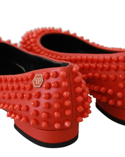 Philipp Plein Orange Leather Ballerina WHAT I DO Flats Shoes