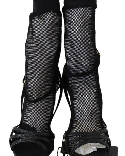 Dolce & Gabbana Black Suede Short Boots Sandals Shoes