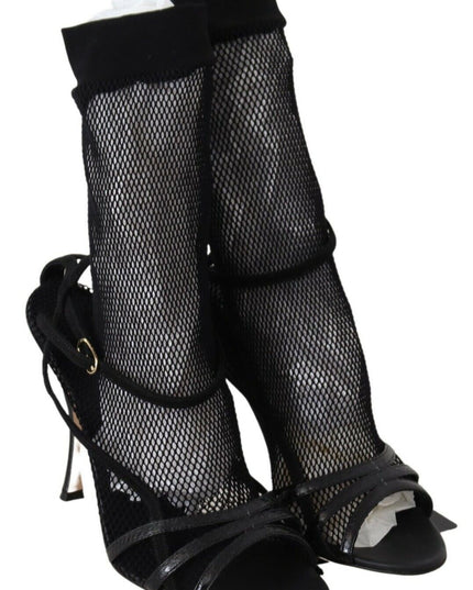 Dolce & Gabbana Black Suede Short Boots Sandals Shoes