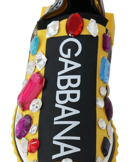 Dolce & Gabbana Yellow Multicolor Crystals Sneakers Shoes