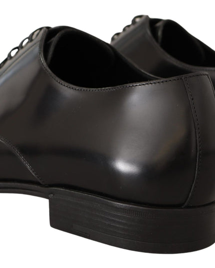 Dolce & Gabbana Black Leather Lace Up Men Dress Derby Shoes