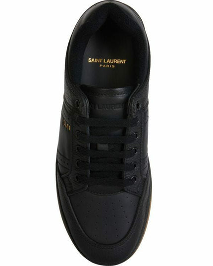 Saint Laurent Elegant Black Low-Top Leather Sneakers