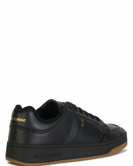Saint Laurent Elegant Black Low-Top Leather Sneakers
