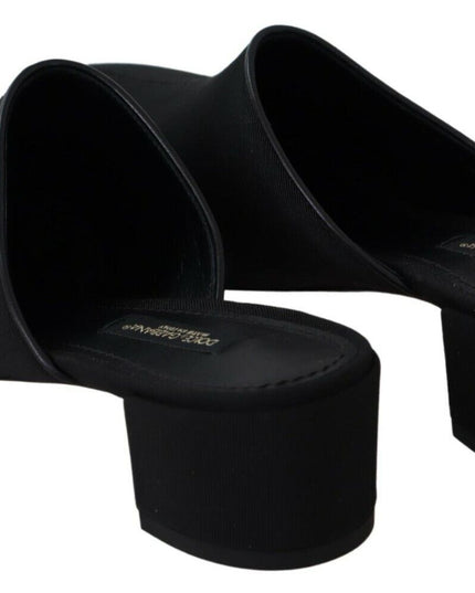 Dolce & Gabbana Black Grosgrain Slides Sandals Women Shoes