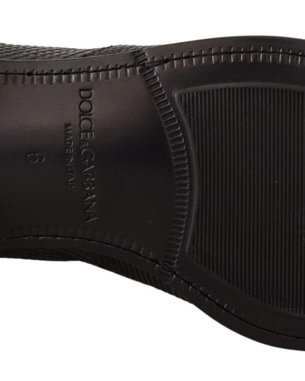 Dolce & Gabbana Black Leather Lizard Skin Ankle Boots